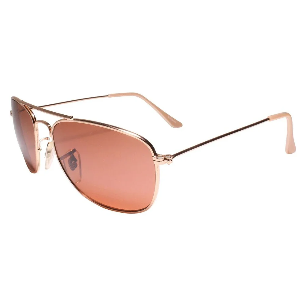 Classic True Vintage 80s 90s Gold & Brown Lens Rectangle Square Sunglasses